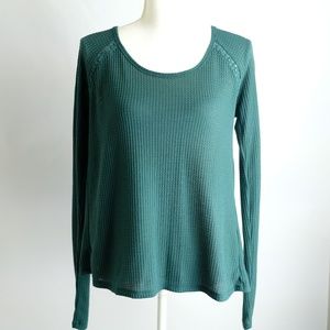 Lucky Brand Green Waffle Open Back Top, Size S